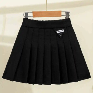 Girl's Skirt Spring and Autumn College Style Skirt New Children's School Skirt Solid Color Girl Baby's Pleated Skirt Trendy Style