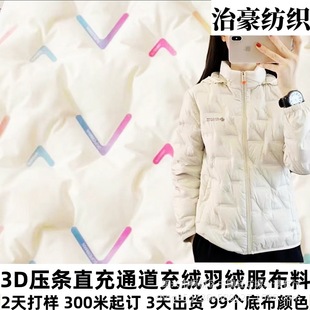 3D Embossed Three-In-One Direct Charging down Jacket Fabric Autumn and Winter Outwear Windbreaker Vest Fabric Shoe Material Bag Pillow Hand