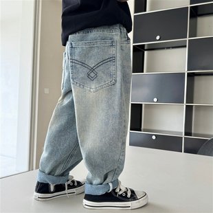 Hai Ma Home 2025 Boys' Spring and Autumn New Big Pocket Fashionable Fan Denim Pants Children's Korean Children's Wear Trousers Spring Wear