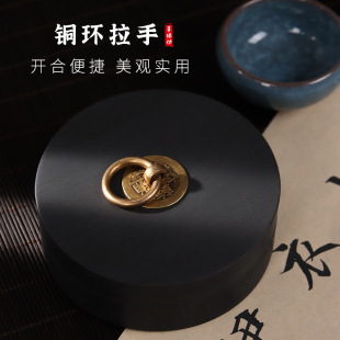 Hot pot modeling inkstone original stone with cover rib inkstone She inkstone creative study four treasures grinding ink inkstone moisturizing ink sea ink pool