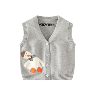 Baby's Vest Spring Wear Newborn Boy's Knitted Small Vest Children's Outer Wear Sweater Children's Spring and Autumn Cartoon Vest