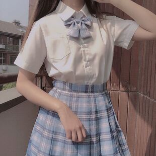 Original Homemade Basic Milk White Corner Break Shirt Short Sleeve Summer Student JK Uniform Loose Top