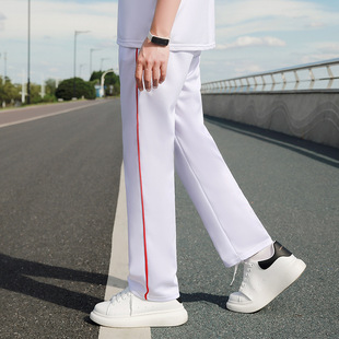Spring and summer white sports pants a bar thin men's and women's square dance games students group gymnastics school uniform pants