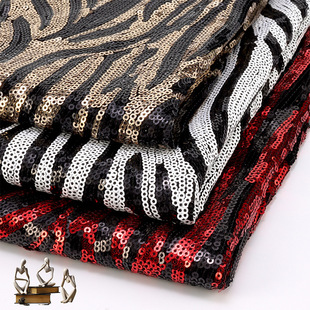 Zebra sequin embroidered fabric PET polyester embroidered beads full 3mm double color sequin embroidered fabric wholesale