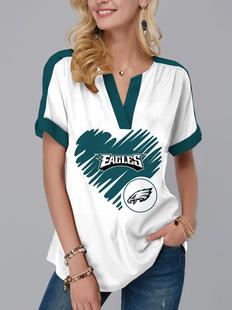 Foreign Trade Amazon Europe and America Cross-border Printed T-shirt hoodie American ins Summer Football Football Women's Top