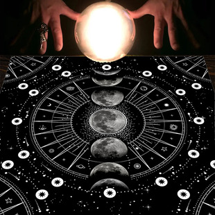 Таро Скатерть Tarot Tablecloth Ткань Луна Фазовая Луна Бабочка Жизнь Дерево Цветочная Скатерть
