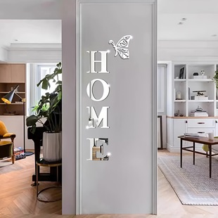 Cross-border HOME Butterfly Acrylic Mirror Wall Stickers Home Background Wall Stickers Entrance DIY Mirror Letters