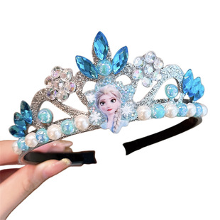Детские обручи для волос Crown Frozen Aisa Blue блестяще бриллиантовый жемчужный обруч для шоу весной и летом