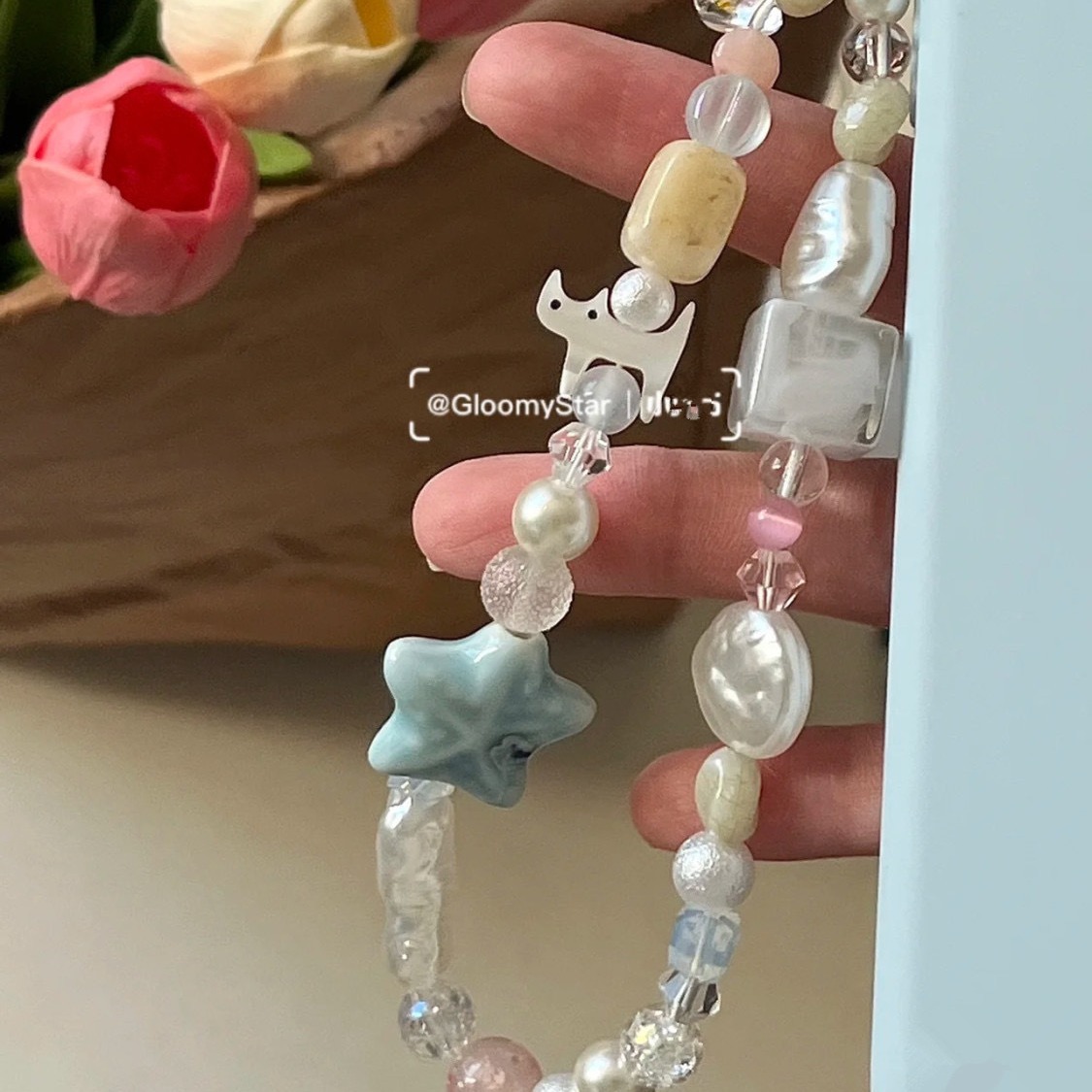 Summer Seaside Cat Mobile Phone Chain Homemade Handmade Beaded Ccd Lanyard Camera Lanyard Small Fresh Keychain