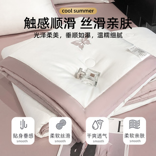 Summer Machine Washable Air-conditioning Quilt Summer Cool Quilt Four-piece Ice Silk Summer Quilt Single Double Silk Summer Thin Quilt