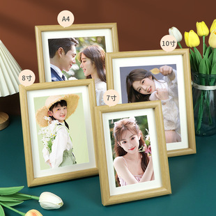 Factory wholesale simple creative wooden photo frame wholesale table 7 inch 10 inch A4 living room office hanging dual-purpose