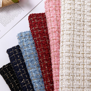 New Woven Gold and Silver Silk Chanel Style Fabric Autumn and Winter Wool Woolen Textured Fabric Women's Shoes and Hats Bag Flower Cloth