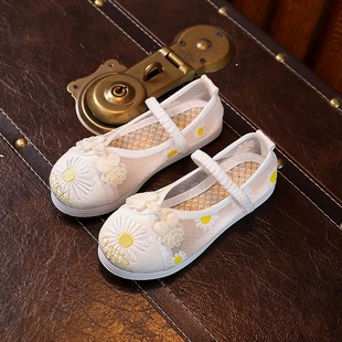 Broken Size Clearance Summer New Children's Mesh Shoes Chinese Style Girl's Horse-faced Skirt Shoes Embroidered Shoes Baby Hanfu Shoes