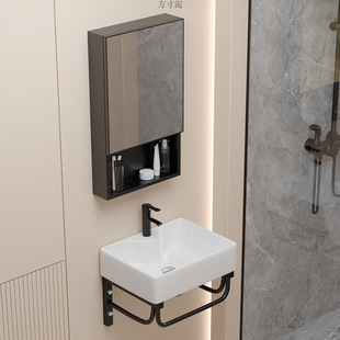 Wall-mounted Washbasin Wall-mounted Ceramic Washbasin Bathroom Stainless Steel Rack Washbasin Balcony Simple Combination