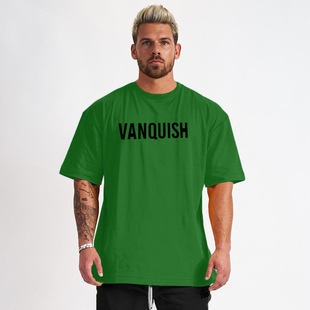 Amazon New European and American Hip-Hop Style Short-Sleeved Sports Fitness Large Size T-Shirt Men's Running Leisure Exercise