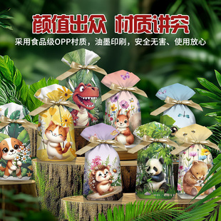 2025 New Biscuit Snowflake Crispy Packaging Bag Cartoon Animal Candy Bag Baked Food Snacks Drawstring Pocket