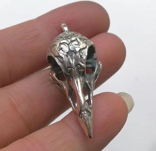 Vintage bone totem · Crow | s925 Thai silver Crow skull necklace pendant boyfriend gift personalized pendant