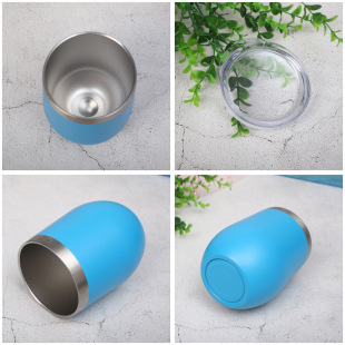 Cross-border 304 plastic-sprayed stainless steel vacuum insulation cup 12OZ eggshell cup multi-color casual coffee egg cup cold preservation