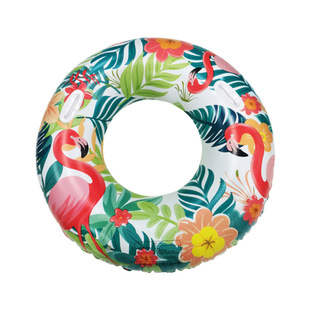 Leaf printed flamingo with handle children's armpit ring environmentally friendly PVC thickened outdoor water floating swimming ring