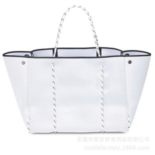 Large Diving Material Beach Bag, Women's Handbag, Fashionable Rubber Perforated Shoulder Bag
