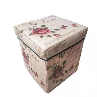 Factory wholesale vintage British non-woven fabric film storage stool shoe changing stool large capacity storage box sundries storage box