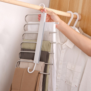 Folding Pants Rack Telescopic Multi-functional Multi-layer Pants Hanger Household Magic Pants Clip Wardrobe Balcony Storage Pants Hanger