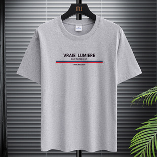 Men's Short-sleeved T-shirt Summer 2025 New Fashion Brand Loose Round Neck All-match Cotton Top Ins Hong Kong Style Approved Hair