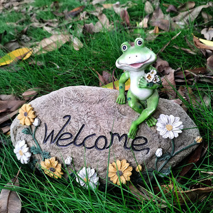Outdoor Courtyard Garden Arrangement Villa Decoration Animal Resin Ornaments Garden Landscape Sculpture Sculpture Sculpture Frog Holding Flower