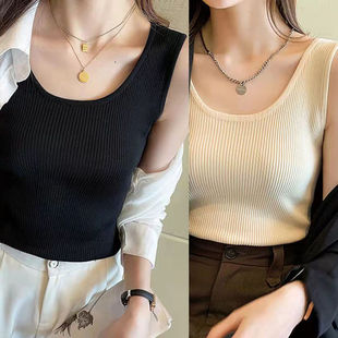 Thread vest women's summer outer wear thin white strap suit inner base I-shaped sleeveless T-shirt top summer wear