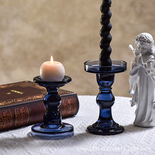 Manufacturer Wholesale French Retro Glass Candle Holder Home Restaurant Hotel Atmosphere Decorative Aromatherapy Candle Holder Ornaments