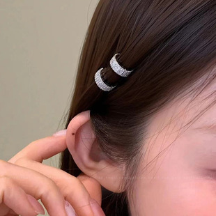 Yu Shuxin's Same Hairpin Hair Buckle small size Metal Round Rhinestone Bangs Front Side Clip Dirty Braid Hair Clip Clip