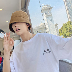 Hong Kong style short-sleeved T-shirt men's Korean-style fashionable loose white half-sleeved short-sleeved men's fashionable all-matching handsome clothes