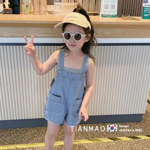 Girls' Denim Overalls Shorts Korean Children's Wear Baby Boys and Girls Loose Pants Casual Pants J1002