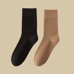 Men's thick warm velvet warm sweat-absorbent long high-top fleece-lined brushed winter self-heating boneless soft glutinous mid-calf socks
