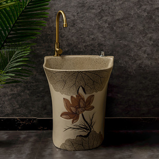 Small Washbasin Integrated Floor-standing Column Washbasin Outdoor Courtyard Column Basin Balcony Pool Toilet Basin