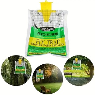 Outdoor Hanging Fly Trapping Bag Foldable Flytrap Disposable Fly Collection Bag Fly Bag