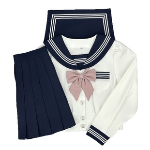 Original Jk Uniform with Waist-Cinching Puff Sleeves, White Three-Piece Sailor Suit, Sweet Girl Style, Japanese College Style Class Uniform Set