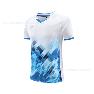 24 New Badminton Clothing Men's and Women's Short-sleeved Quick-drying Badminton Jacket Training Competition Clothing Breathable Group Buying Printing
