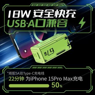 Double magic 67W gallium nitride mecha charger super fast charging for Apple Huawei Android multi-port PD charging head.