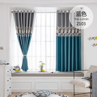 Z2024 New Shading Curtain Fabric Simple Modern Shading Bay Window Children's Bedroom Living Room Rental Room 2.1 Short L
