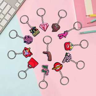 Cartoon creative lipstick bag keychain PVC silicone material schoolbag key car keychain cross-border wholesale