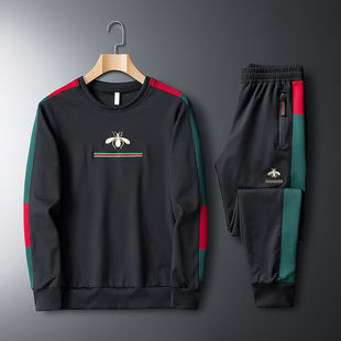 Spring and Autumn Round Neck Pullover Men's 2022 New Fashion Simple Casual Sports suit Running Two-Piece Set
