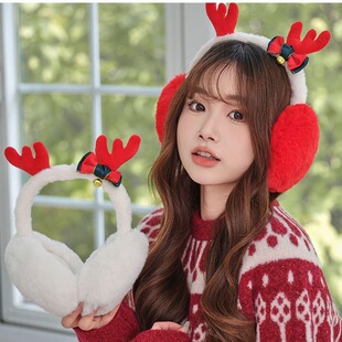 Winter Warm Earmuffs Girls' Earmuffs Christmas Elk Earmuffs Anti-freeze Ear Cap Antler Ear Cover Girls' Ear Warm