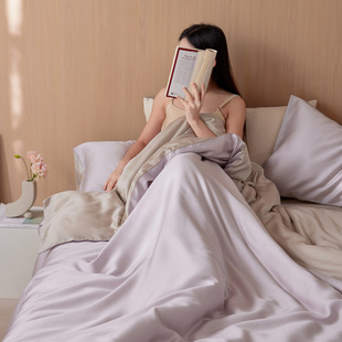 New Class A 60-piece Lanjing Tencel Four-piece Solid Color Double-piece Lyocell Ice Silk Naked Sleeping Bed Hat Summer 4-piece Set