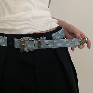 Blue Jeans Belt Women's 2024 New Summer All-match Student Korean Style Casual Belt Fashionable Y2K