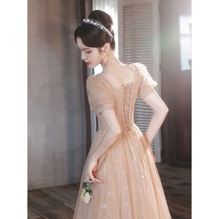 French Wedding Evening Dress Female Niche Light Luxury Banquet Elegant Champagne Bridesmaid Dress Student Graduation Adult Ceremony