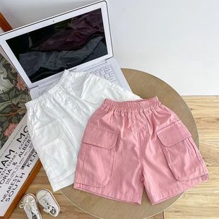 Boys' Shorts Summer 2025 New Children's Western Style Pink Pants Little Boy's Cotton Summer Crane Pants
