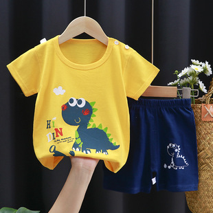 Children's short sleeve suit cotton summer new baby shorts clothes boys summer girls t-shirt children's clothing wholesale
