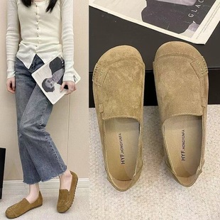 Vintage Round Toe Shoes Women's 2025 Spring New Mori-style Birkensian Women's Shoes Casual Slip-on Flat Lefu Shoes