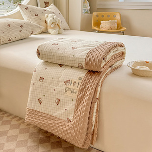 Korean version of pure cotton pea velvet spring and autumn cotton double layer yarn four seasons core machine washable soybean summer quilt source wholesale